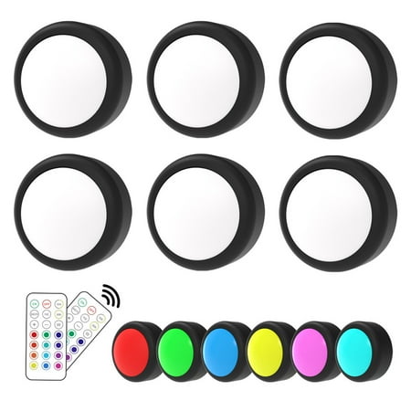 

Docooler 6PCS Puck Lights with Remote Control Under Cabinet Lights Color Changing Closet Battery Operated Under Counter Lights Stick-On