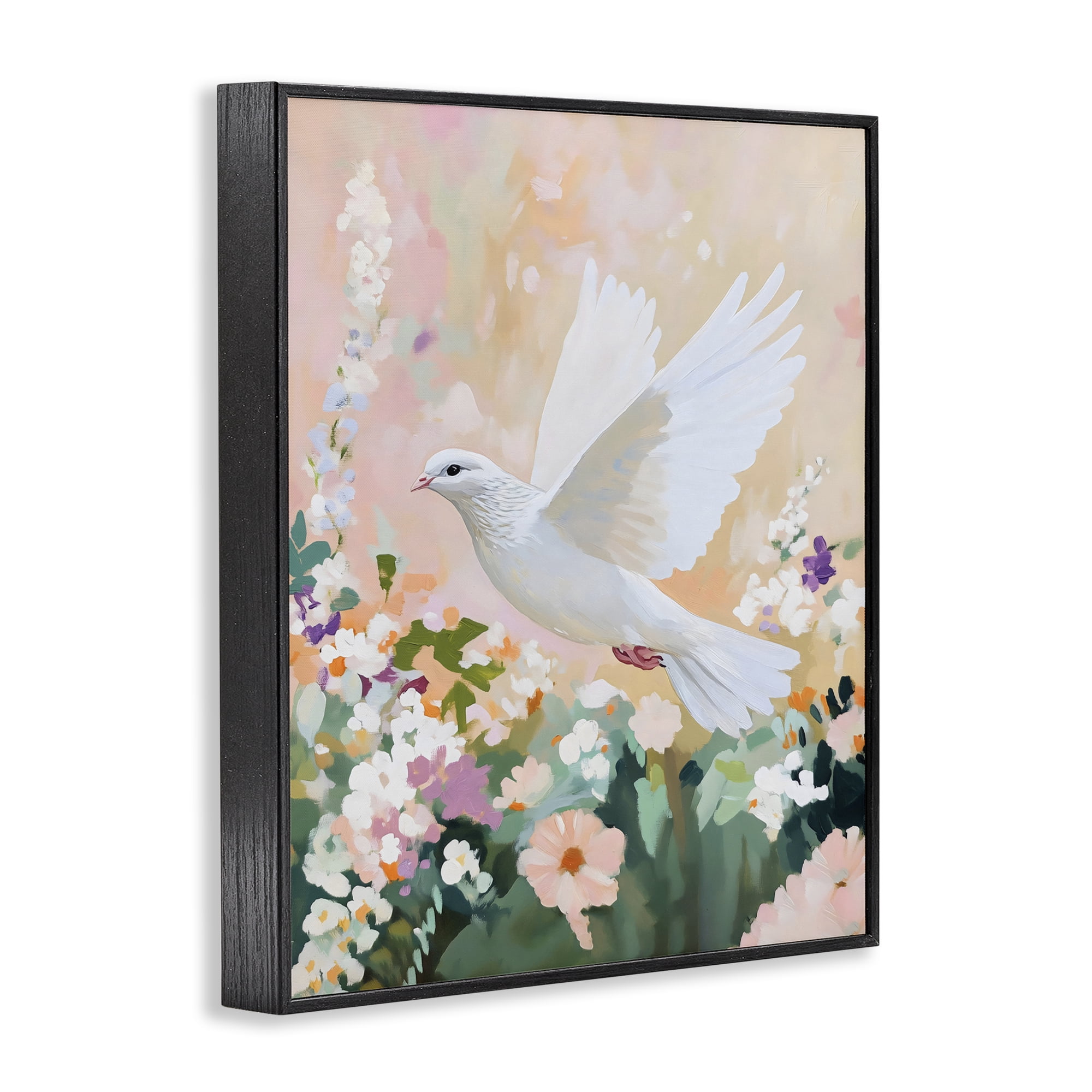 Stupell Industries White Dove Among Spring Blooms Black Framed Giclee Art, design by The Prints Vibe