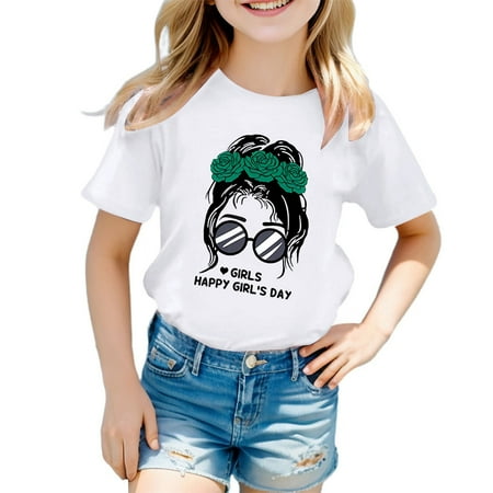 

Kid Girls Cute Graphic Printed Round Neck Short Sleeve Tee Summer Casual T Shirt Tops Tunic Tops for Teen Girls Girls Juniors Tops Tube Tops for Teens Girls Kids Girls Tops Top Girls 14 16 Midriff