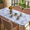 thumbnail image 3 of Easter Bunny Table Cloths for 5 Foot Rectangle Tables, Spring Purple Flower Rustic Rabbit Blue Patio Waterproof Elastic Fitted Tablecloths, Washable Rectangular Table Cover for Camping, 3 of 8