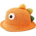 thumbnail image 2 of Lindo sombrero de pescador de dinosaurio de dibujos animados (naranja, con una circunferencia de 52 cm), sombrero de sol de verano para niña, sombrero de paja, sombrero de playa, lindo, ligero y trans, 2 of 5