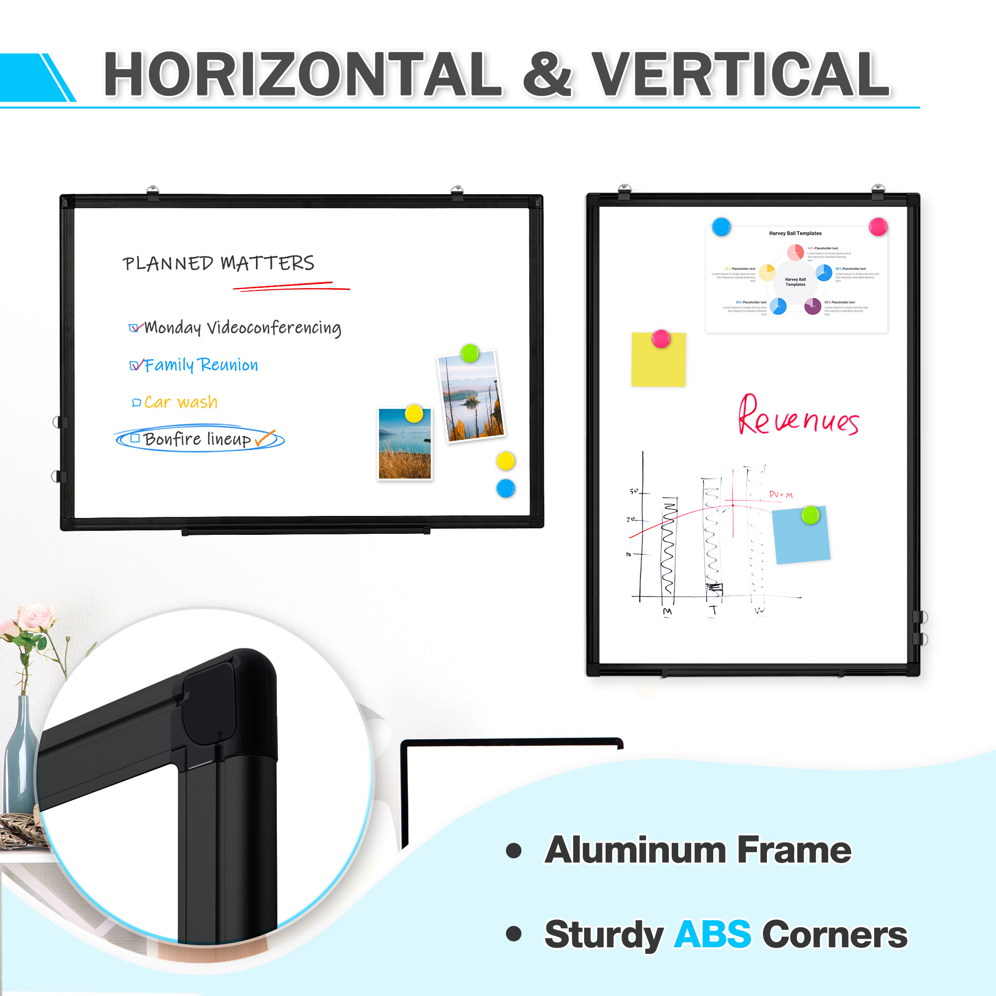 Dollar Boss 24x18 Inch Double-Sided Magnetic Whiteboard photo 3