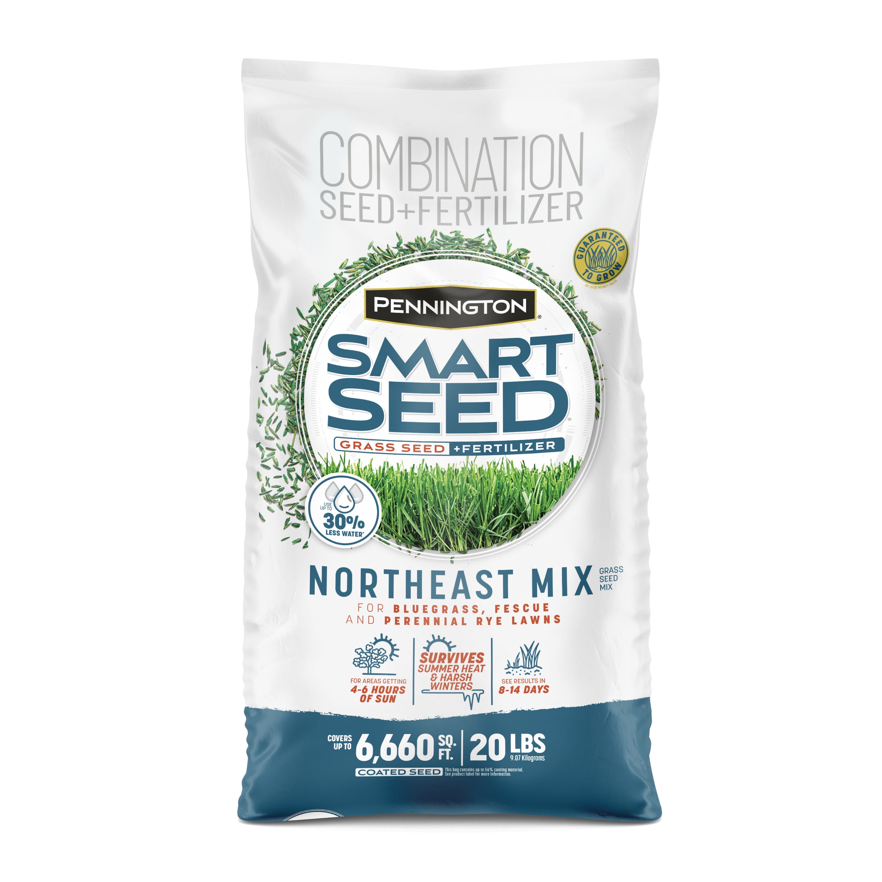 Pennington Smart Seed Northeast Grass Seed and Fertilizer Mix, for Sun