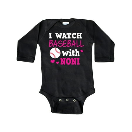 

Inktastic I Watch Baseball with My Noni Gift Baby Girl Long Sleeve Bodysuit