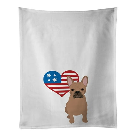 

French Bulldog Cream Patriotic White Kitchen Towel Set of 2 19 in x 28 in