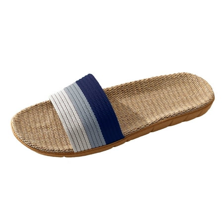 

bvgfsahne Men s Fashion Couples Linen Slip On Slides Indoor Home Slippers Beach Shoes