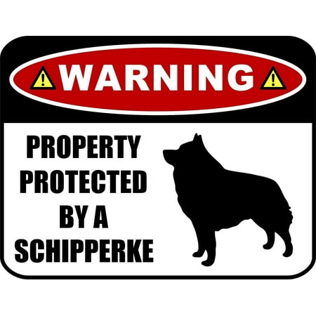 LED Light Up Red Flashing Blinking Attention Grabbing Laminated Dog Sign Warning Property Protected by a Schipperke (Silhouette) Yard Fence Gate