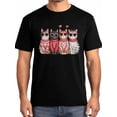 thumbnail image 1 of Camisetas para hombre con diseño de gatos y corazones, de manga corta y cuello redondo, para San Valentín, color negro-S, 1 of 8
