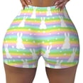thumbnail image 2 of Logiee Rainbow Rabbit Print Women's Biker Shorts,Workout Gym Shorts,Scrunch Shorts,Tummy Control Hidden Scrunch Running Yoga Shorts-Medium, 2 of 8