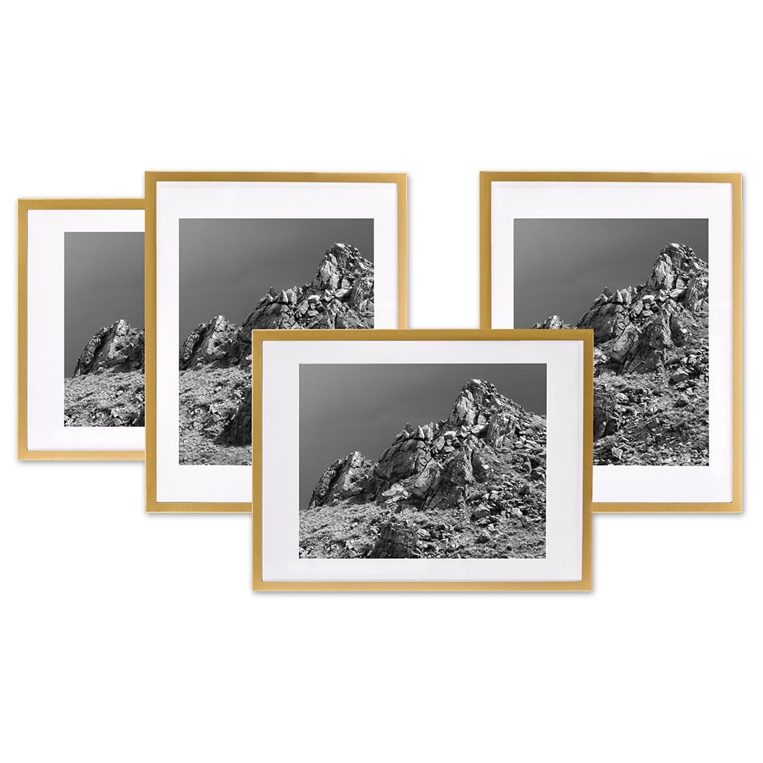 Koyal Wholesale Gold Gallery Wall Frames with White Mats (8.5" x 11