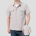 thumbnail image 2 of Afdoent Shirt For Men Male Short Sleeve Shirt Casual Loose Solid Color Workwear Summer Shirt Casual Vacation Top, 2 of 5