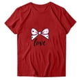 thumbnail image 5 of EchfiProm Shirts for Women Bow Print Valentine Graphic Tee Red Crew Neck Valentine Day Womens Plus Size Tops Short Sleeve, 5 of 5