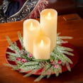 thumbnail image 4 of Christmas Candle Rings Norfolk Pine Wreath 10 Inch Artificial Pillars Wedding Fall Candle Wreaths Green Garland Ornament for Xmas Holiday Wedding Farmhouse Table Centerpiece, 4 of 6