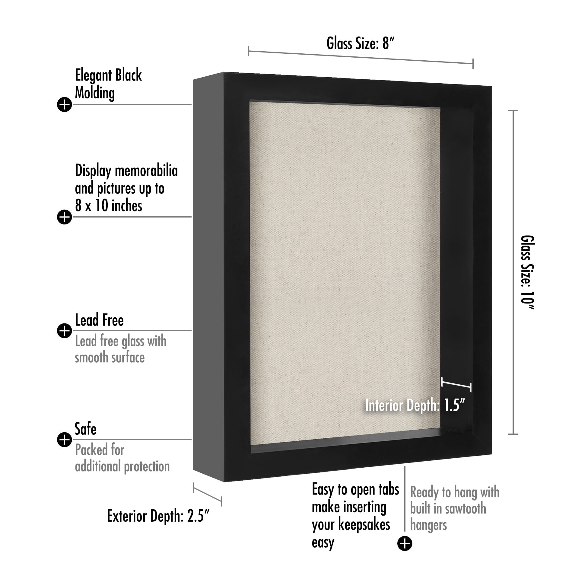11 x 11 Inches Shadow Box with Soft Linen Back - Display Memorabilia - Walmart.com