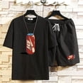 thumbnail image 4 of Conjuntos de camiseta y pantalones cortos para hombre, ropa de estilo coreano para hombre, trajes deportivos económicos para gimnasio, chándal gráfico de moda, manga corta, camiseta XL, 4 of 5