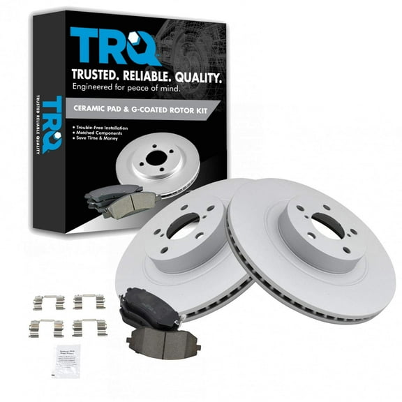 TRQ Front Brake Pad & Rotor Kit Brake Pads Brake Rotor Ceramic Premium G-Coated Fits Select 2004-2006 Subaru Baja 2009-2010 Forester 2008-2010 Impreza 2006-2012 Legacy 2005-2012 Outback
