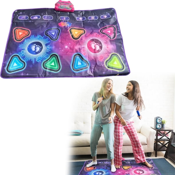KIRJAUDU Tapis de Danse Interactif Double pour Enfants, Tapis de Danse Fille Antidérapant avec Connexion HDMI, Tapis Danse Enfant avec Plus de 100 Jeux & Télécommandes sans Fil, Cadeau Fille