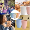 thumbnail image 2 of 4 Pack Wheat Straw Cups, Plastic Reusable Cups 12 oz Unbreakable Drinking Cup Reusable,Drinking Cups for Kitchen, Dishwasher Safe Water Plastic Glasses(4 Color), 2 of 8