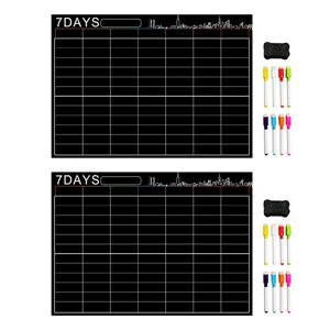 2X Ensemble de calendrier d'effacement magnétique à sec 16X12 Inch Whiteboard Weekly Planner Organisateur A3 Tableau blanc pour la maison de cuisine réfrigérateur