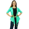 thumbnail image 1 of Phagun Femmes Uni Décontracté Manches 3/4 Vert Aqua Châle Couvre-Épaules Cardigan en Rayonne-Xxx-Grand, 1 of 1