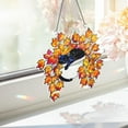 thumbnail image 4 of ViciArt Fall Leaves Black Cat Window Hanging, 4" Acrylic Autumn Suncatcher, Black Cat in White Planter, Stained Glass Style Cozy Fall Window Decor, 4 of 4