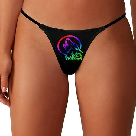 

Tribal Wolf Howl Women s G-String Thongs Low Rise Hipster Underwear Stretch T-Back Panties
