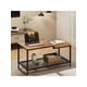 thumbnail image 4 of Rustic 2 niveles coffee mesa con mesh estante - rectangular cocktail mesa para sala de estar, small mesa con metal frame, fácil montaje, 4 of 7