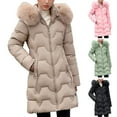 thumbnail image 5 of qucoqpe Winter Clothing for Women Trendy Elegant Winter Long Parka Quilted Coat with Furry Hood Thicken Warm Snow Wear Padded Puffer Jacket Lightweight Zip up Overcoat, 5 of 5