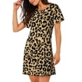 thumbnail image 2 of Fuzoiu Leopard Print Print Women Nightgowns, Soft Comfy Lightweight Short Sleeves Sleepwear,Crew Neck Loungewear, 2 of 6