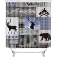 thumbnail image 2 of 4PCS Rustic Cabin Shower Curtain Set, Black Bear Deer Elk Wildlife Animal Hunting Woodland Buffalo Plaid Patchwork Country Farmhouse Bathroom Decor, Non-Slip Bath Mat, Adventure Awaits, 2 of 7