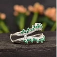 thumbnail image 5 of Gems Jewels 2.00 Ctw Round Cut Green Emerald Engagement Enhancer Guard Wrap Ring 14K White Gold Plated 925 Sterling Silver 925 Sterling Silver -6, 5 of 5