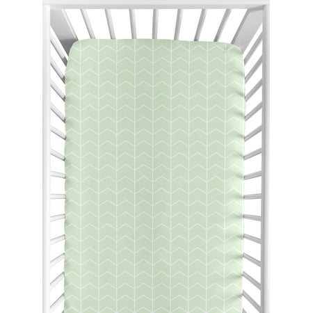 UPC: 0846480064770 | Elephant Grey and Mint Collection Crib Sheet – Chevron Arrow Print