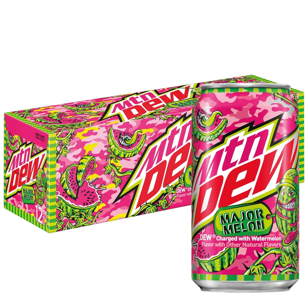 Mtn Dew Major Melon Soda, 12 fl oz, 12 count