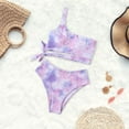 thumbnail image 3 of Women One Shoulder High Waisted Bikini Tie High Cut Two Piece Swimsuits, 3 of 14