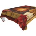 BZSMCE Square Tablecloth Puppies Sleeping by Fireplace Pattern