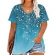 thumbnail image 2 of Camisetas Casuales de las Mujeres Más Tamaño V-Cuello Impresión Manga Corta Color Sólido Base de Verano Superior, Ligero para Diario, 2 of 9