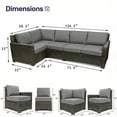 thumbnail image 2 of Krikacy 6-PCS Outdoor Wicker Modular Conversation Set, All-Weather HDPE w/Thick Cushions, Grey, 2 of 7