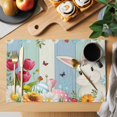 thumbnail image 2 of Easter Bunny Placemats Set of 4, Spring Watercolor Eggs Flower Wood Grain Placemats for Dining Table, Place Mats for Kitchen Tabletop, Waterproof Wipeable Dining Table Mats Set, 2 of 9