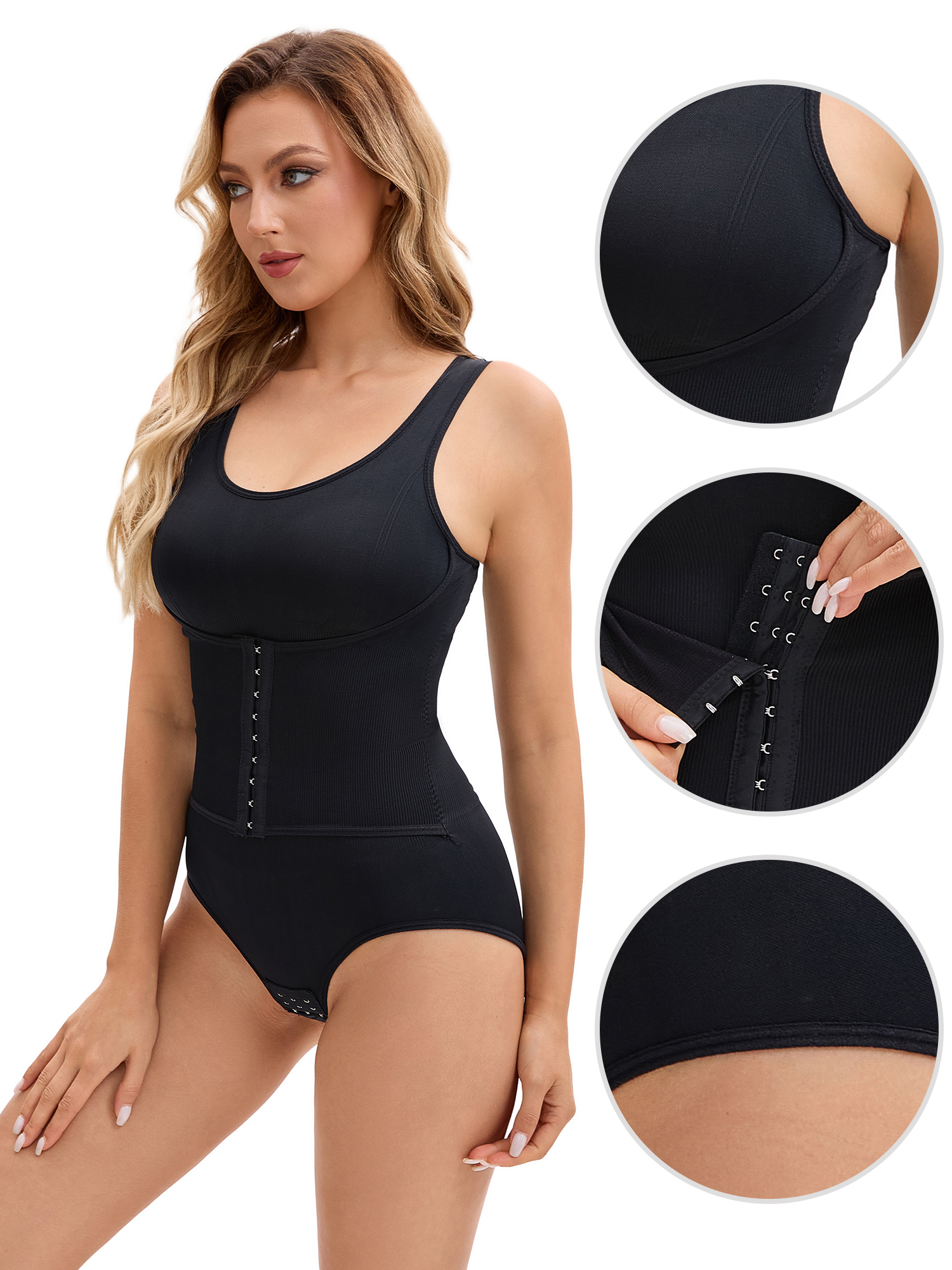 DARING DIVA Waist Cincher Body Shaper Butt Bodysuit L Black
