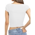 thumbnail image 3 of Douhoow Women Knit Cop Tops Short Sleeve Sweetheart Neck Solid Color Twist Front T-Shirts Ladies Summer Spring Slim Blouses, 3 of 5