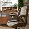 thumbnail image 5 of Ninecer Brown Leather Office Chair with Wheels Adjustable Height Padded Arms Mid Century Executive Desk Chair for Home Office, 5 of 8