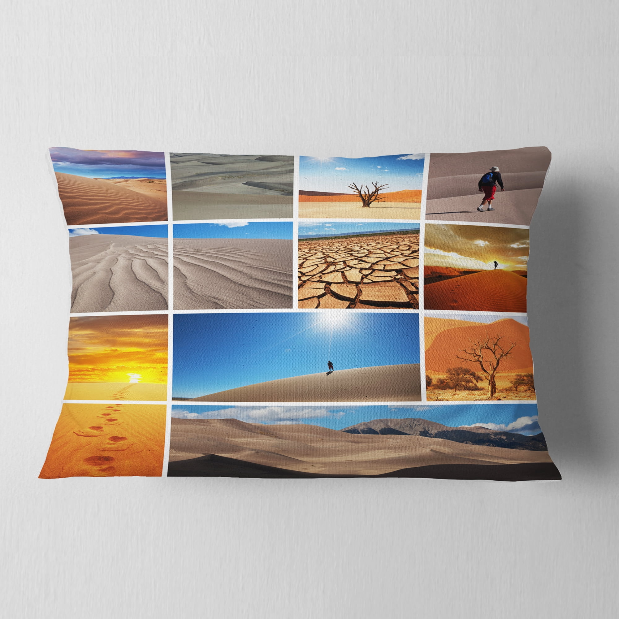 Designart 12" x 20" Brown Polyester Throw Pillow