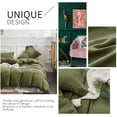 thumbnail image 4 of Simple&Opulence 100% Linen Duvet Cover Set with Washed-French Flax-3 Pieces Solid Color Basic Style Bedding Set-Breathable Soft Comforter Cover with 2 Pillowshams(Full, Olive Green), 4 of 8
