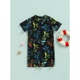 thumbnail image 2 of Arvbitana Toddler Baby Boys One Piece Rush Guard Swimsuit Cartoon Dinosaur Print Zipper Short Sleeve Swimwear Romper Summer Beach One Pieces Bathing Suit for Child 6M-5T, 2 of 9