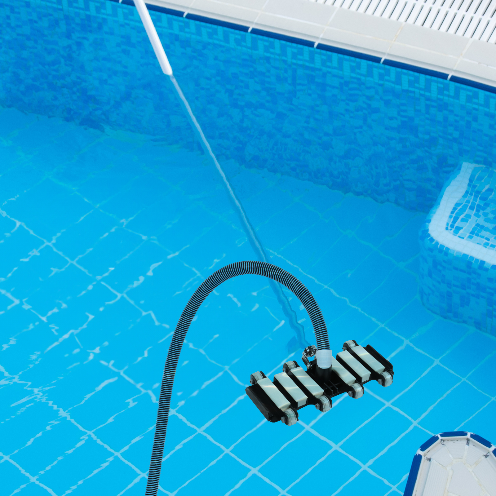 Ktaxon Swimming Pool Vacuum Head, Rectangle Pool Vacuum Head with Wheels, Black&White