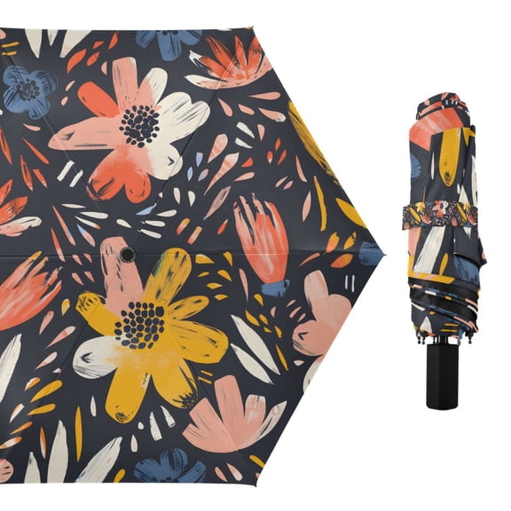 Abstract Various Flower Compact Sun Umbrella Windproof Travel Umbrellas for Rain Strong Portable UV Protection