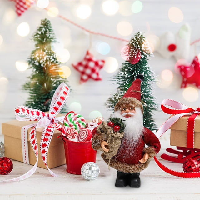 Fiudx Muñeco de Papá Noel de Tela, Adorable Colgante Navideño, Encantador Adorno Navideño, Decoración de Escritorio, Complemento Festivo para El Hogar, Acción de Gracias y Navidad, Tamaño 20 X 10 Cm
