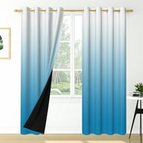 Nanqianyi Light Blue Ombre Blackout Curtains for Bedroom, 42 x 63 Inch Length Thermal Insulated Blue White Gradient Drapes for Living Room, 2 Panels with Grommet