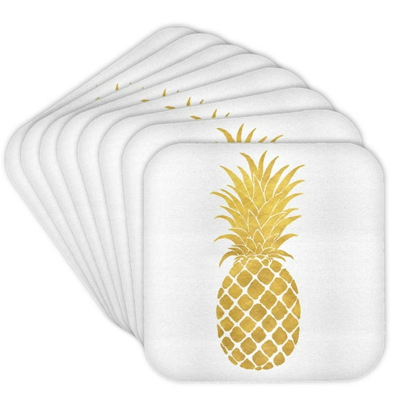 3drose, Picturing Gold Glitz Pineapple, Set of 8 Coasters - Soft