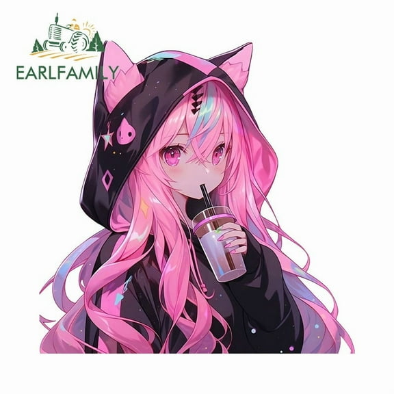 EARLFAMILY 5.1" Future Style Cute Anime Girl Car Sticker Personality JDM Decal